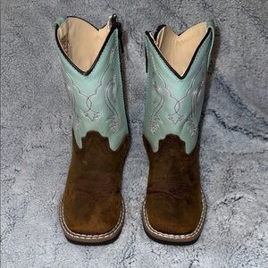 Kids Western Cowboy Boots - Brown and Green